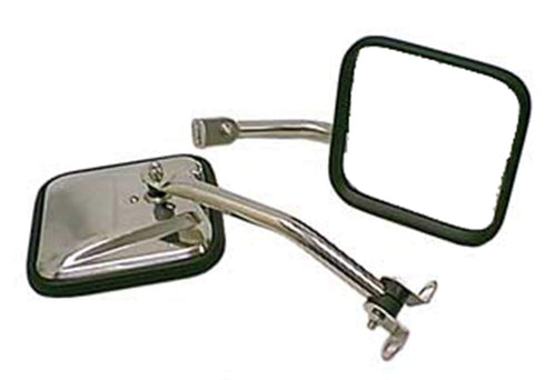 Door Mirror Kit, Rugged Ridge CJ-Style, Stainless Steel | 11005.06 | Fits 1987-1995 Jeep Wrangler YJ