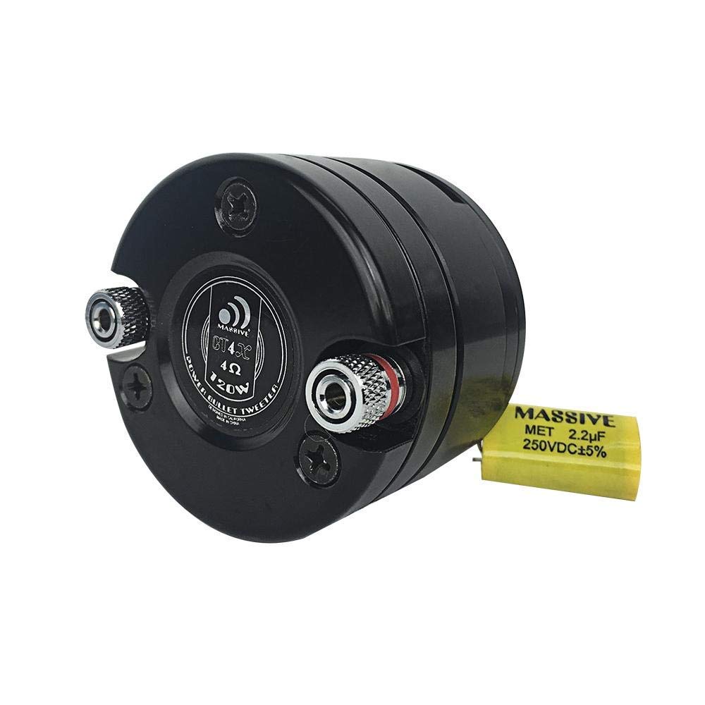 25mm Titanium Bullet Tweeter Massive Audio CT4XV2 | 4 Ohm, 120W Super Tweeter, High-Frequency Pro Audio Component, Ultra-Loud Sound, Aluminum Housing, Car & Pro Audio System Upgrade