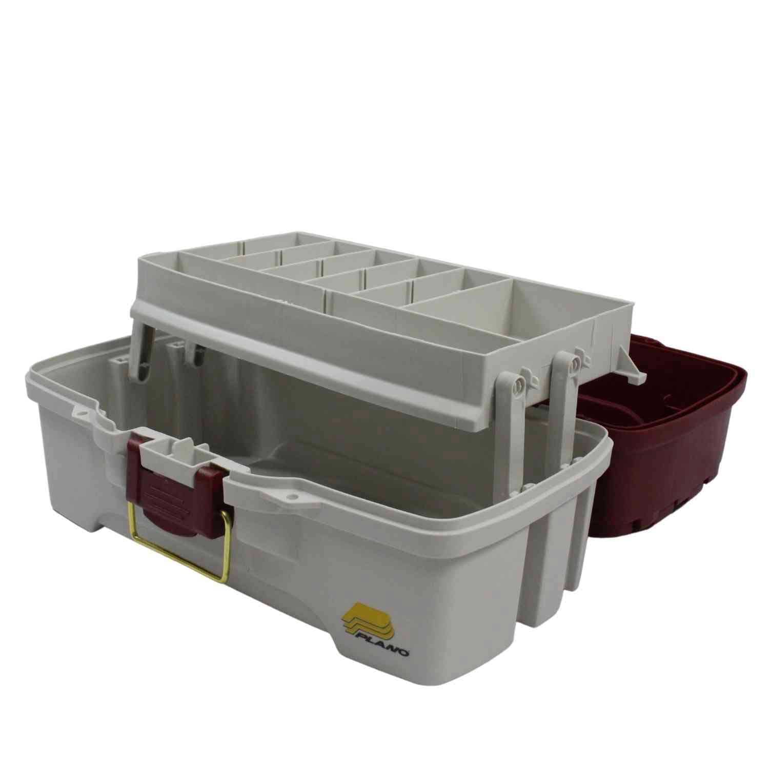 Tackle Box 1 Tray w/Dual Top Access Red Met/Off White