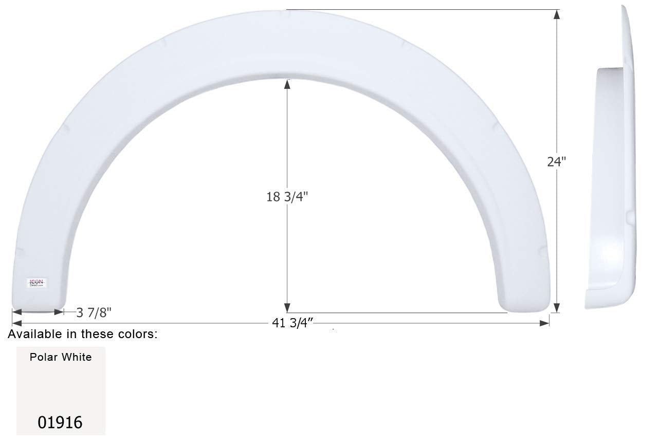 Single Axle Fender Skirt ICON FS1916 for Fleetwood - Polar White