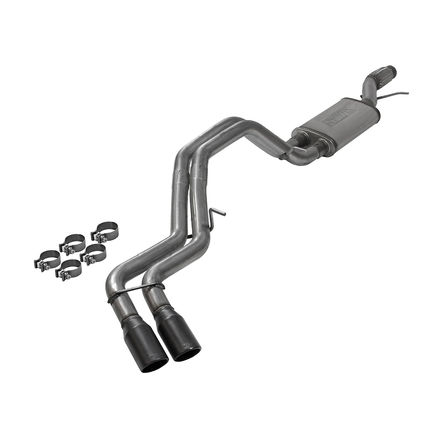 Flowmaster 717986 Cat-Back FlowFX Exhaust Kit 3 to Dual 2.5 Inch Same Side Exit 409 Stainless Steel 3.5 Inch Black Ceramic Coated Tips Compatible with 2015-2020 Chevy Tahoe GMC Yukon 5.3L 2/4WD