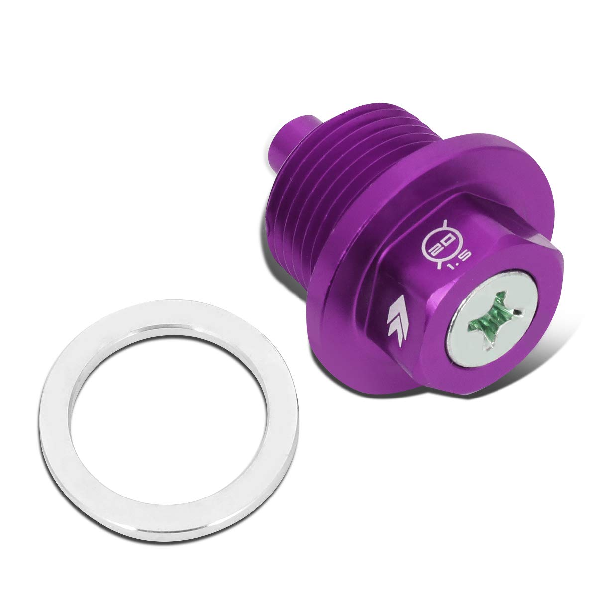 NRG Innovations Magnetic Oil Drain Plug, Engine Oil Drain Nut M20 X 1.5 Thread Size w/Washer, Purple, T-6061 Aluminum w/Stainless Steel Internal Magnet, NRG-NOP-300PP