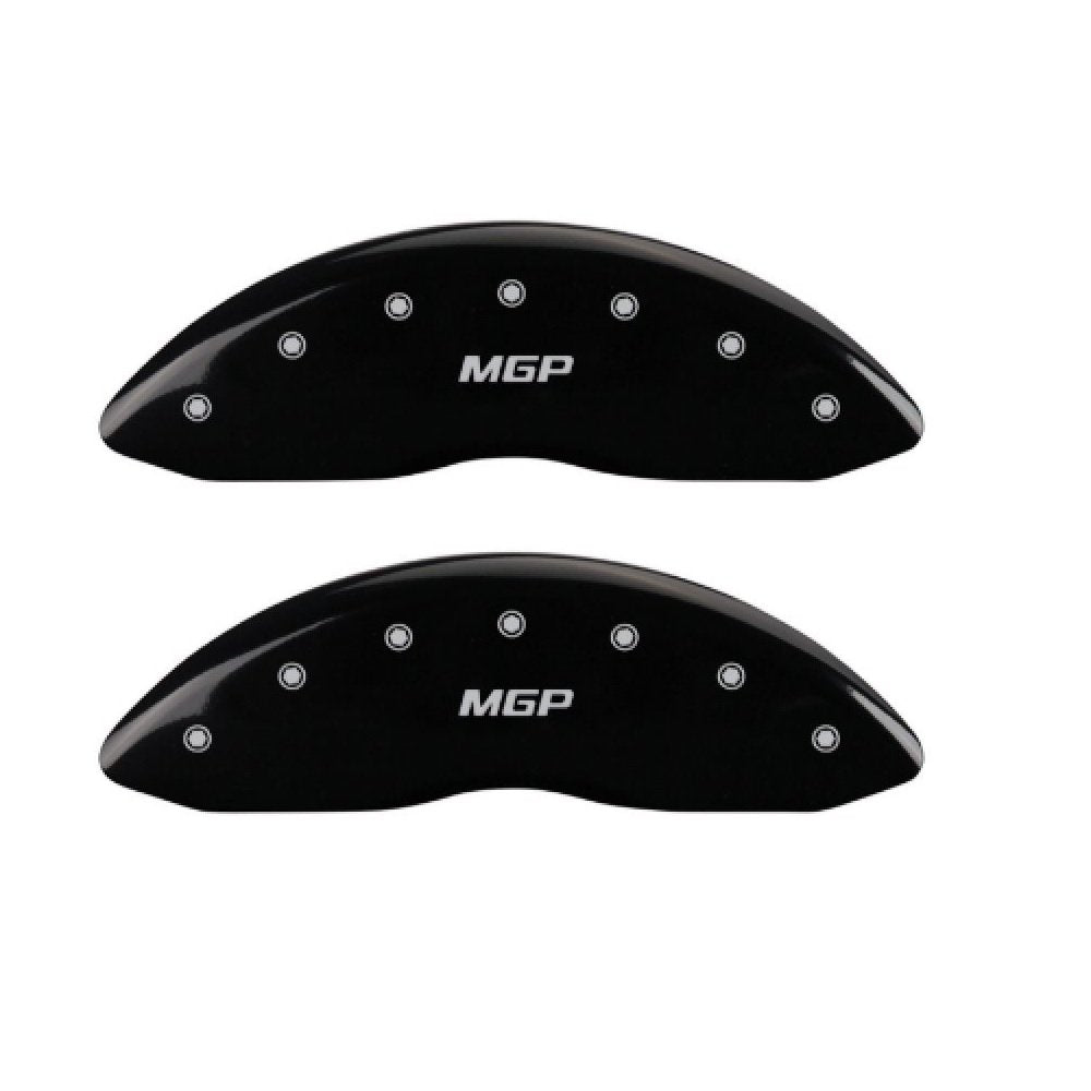 MGP Black Powder Coat Finish Caliper Covers 36024SMGPBK, Silver Characters, Set of 4