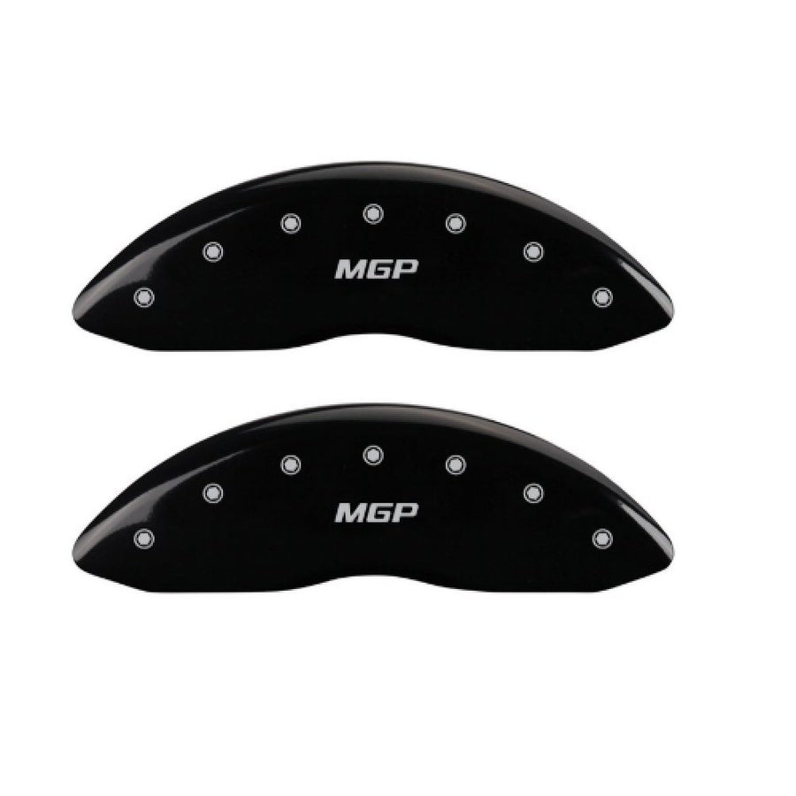 MGP Black Powder Coat Finish Caliper Covers 36024SMGPBK, Silver Characters, Set of 4