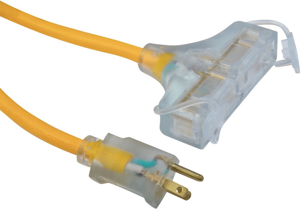 25 Feet Coleman Cable 41878802 Multi Outlet Extension Cord; Yellow