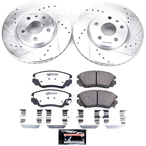 Power Stop K5334-26 Z26 Carbon Fiber Brake Pads Front with Drilled & Slotted Brake Rotors Kit For All, LaCrosse, Regal, Equinox, Impala, Malibu, Terrain, Saab 9-5 [Model Specific]