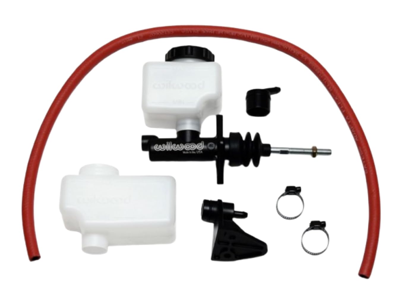 Wilwood Compact Master Cylinder, 0.75 in Bore, 1.120 in Stroke, Direct or Remote Reservoir, Aluminum, Black Paint, Kit