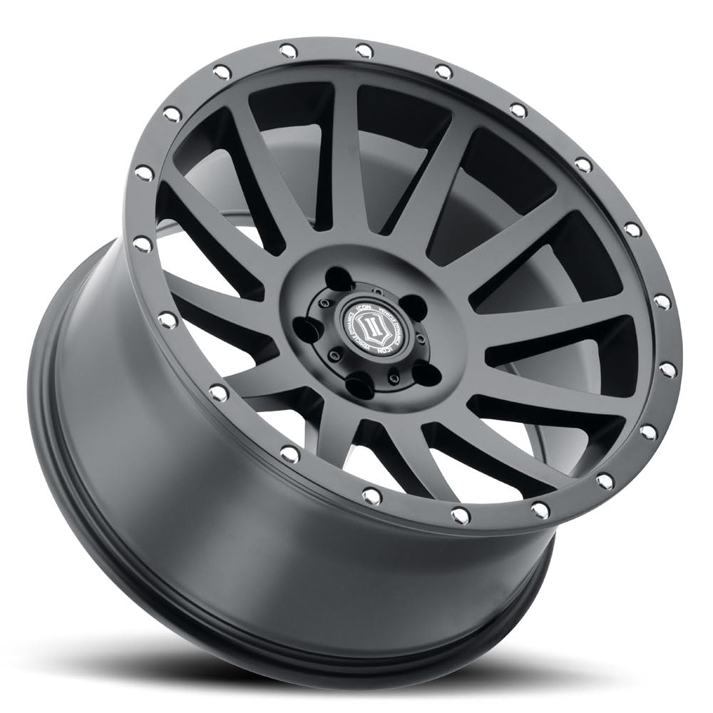20 x 10/6 x 5.5 ICON Alloys Compression, Satin Black, 19mm Offset, 4.75" BS, 2020108347SB