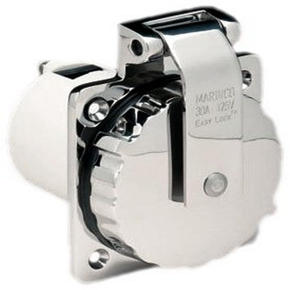 303SSEL-BRV ParkPower by Marinco 30A Easy Lock Inlet, Stainless Steel with Enclosure for RV