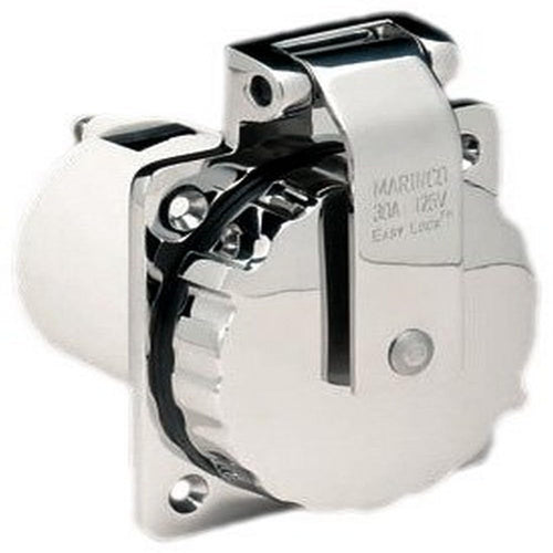 303SSEL-BRV ParkPower by Marinco 30A Easy Lock Inlet, Stainless Steel with Enclosure for RV