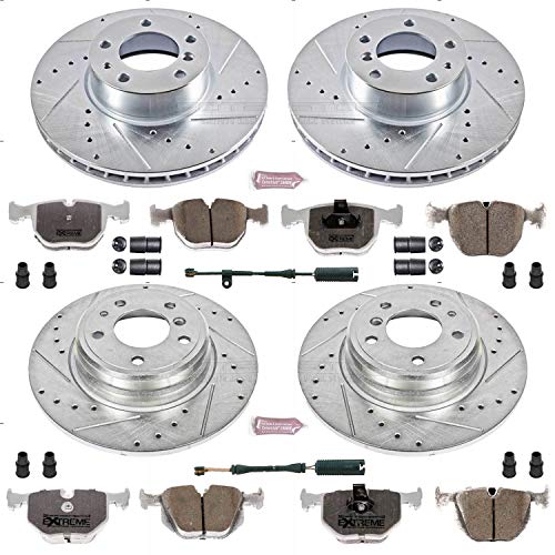 Power Stop Z26 Carbon Fiber Brake Pads with Drilled & Slotted Brake Rotors Kit Front and Rear K5710-26