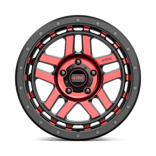 RECON KMC Wheels 17X9 5X5.04.53 -12mm GLOSS BLACK MACHINED WITH RED TINT - KM54079050912N