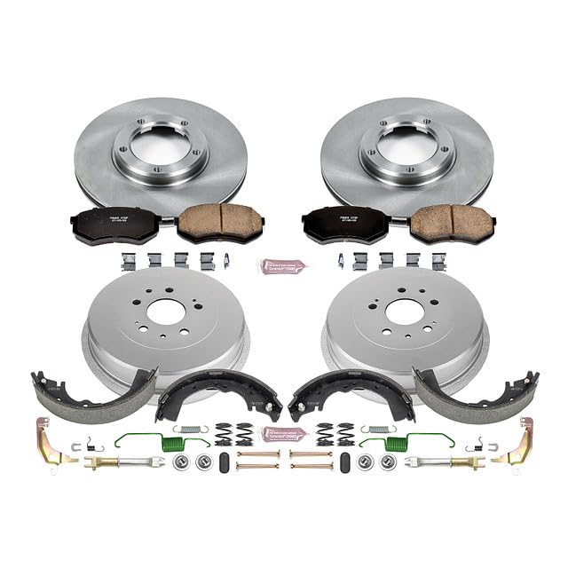 Power Stop Autospecialty KOE15039DK Front and Rear Replacement Brake Kit-OE Brake Drums & Ceramic Brake Pads For Toyota Tacoma 1995-2004 [Model Specific]