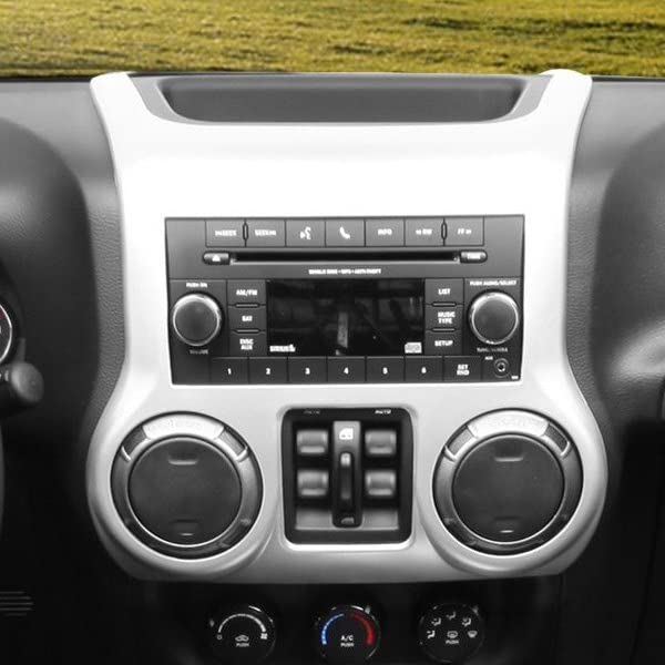 Dashboard Radio Rugged Ridge Console for Jeep Wrangler JK | Thermoplastic Olefin (TPO), Silver | 11152.24 | Fits 2011-2018 Jeep Wrangler JK