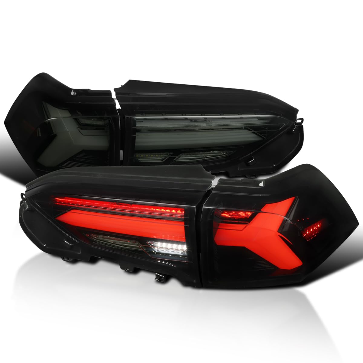 Glossy Black Smoke LED Sequential Tail Lights SPEC-D TUNING Compatible with 2019-2023 Toyota RAV4, Left + Right Pair Assembly