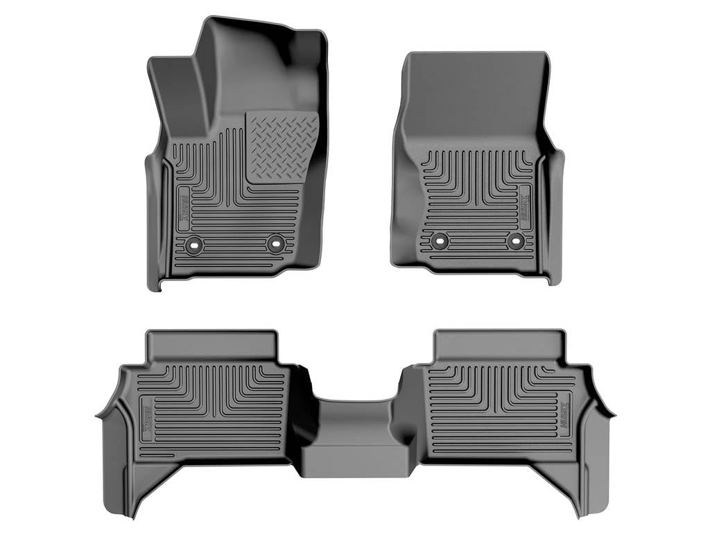 Husky Liners Floor Mats Weatherbeater | Fits 2024-2025 Toyota Tacoma - Hybrid, Double CAB ONLY | Front & 2nd Row - Black, 3-pc | 99281