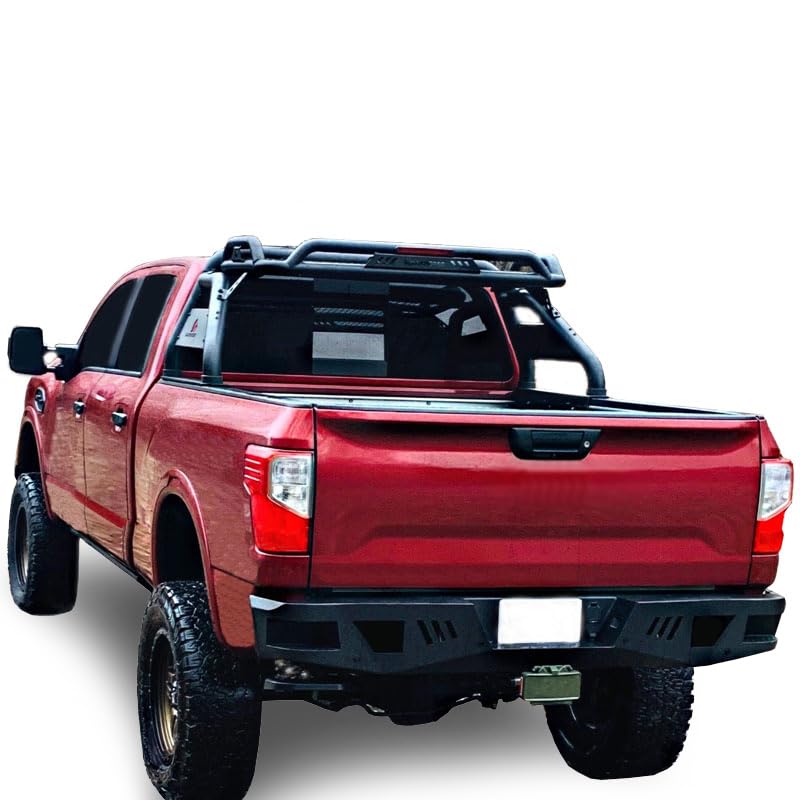 Heavy Duty Black Horse Armour Rear Bumper Matte Black Compatible with 2016-2024 Nissan Titan XD-ARB-NITI