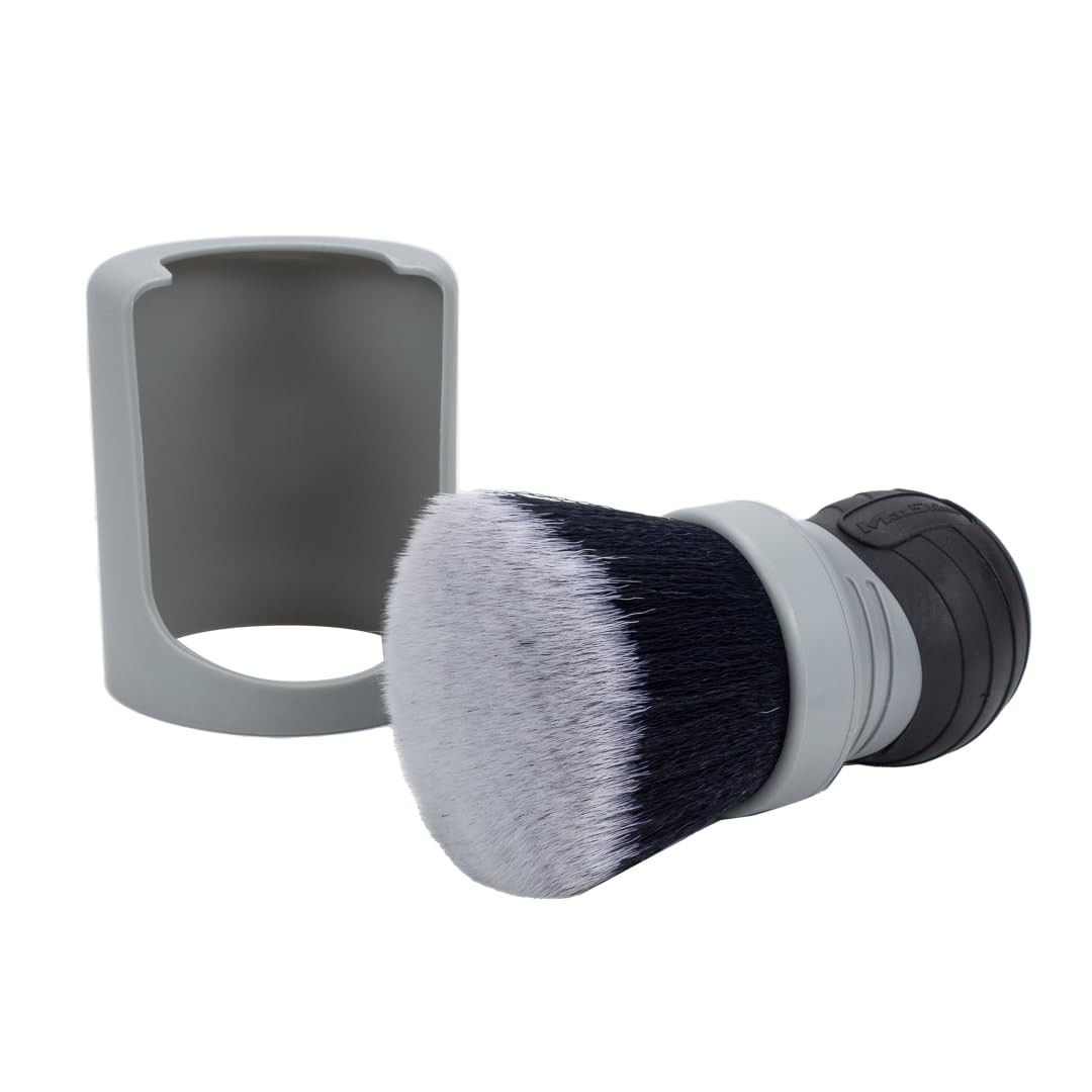 Maxshine Ultra Soft Universal Gray Large Bristle Brush with Storage Rack – Curved Grip & Ultra Soft Bristles – Ideal for Dashboard, Displays, Air Vents – Premium Interior Detailing Brush