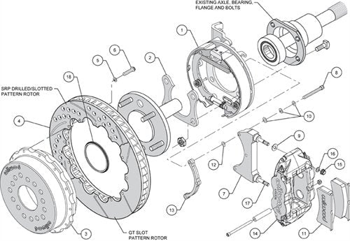Rear P-Brk Kit, FNSL4R, 12.88", Red