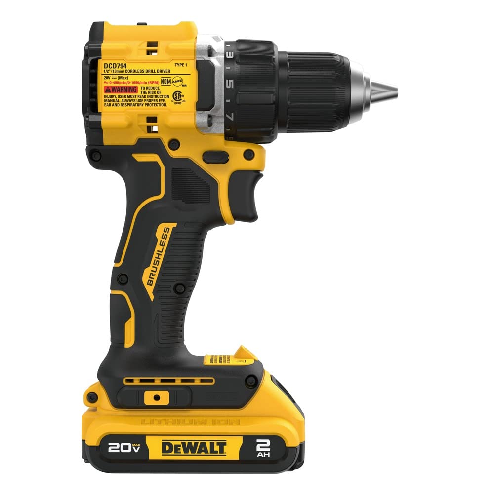 Dewalt 20V MAX ATOMIC COMPACT SERIES DCD794D1 Brushless Lithium-Ion 1/2 in. Cordless Drill Driver Kit (2 Ah)