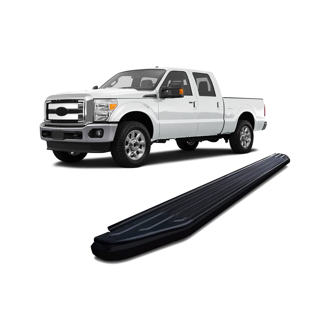 Peerless Black Horse Running Boards Compatible with 1999-2016 Ford F-550 Super Duty|1999-2016 Ford F-450 Super Duty|1999-2016 Ford F-350 Super Duty|1999-2016 Ford F-250 Super Duty-PR-F491BK