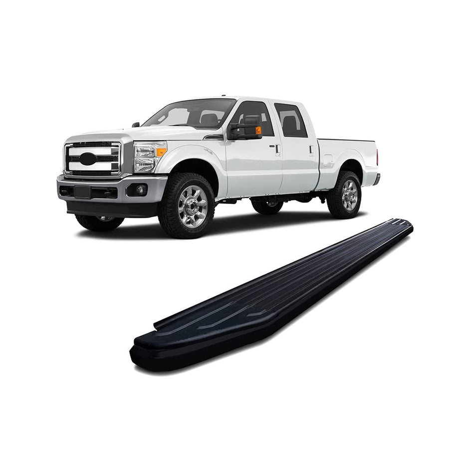 Peerless Black Horse Running Boards Compatible with 1999-2016 Ford F-550 Super Duty|1999-2016 Ford F-450 Super Duty|1999-2016 Ford F-350 Super Duty|1999-2016 Ford F-250 Super Duty-PR-F491BK