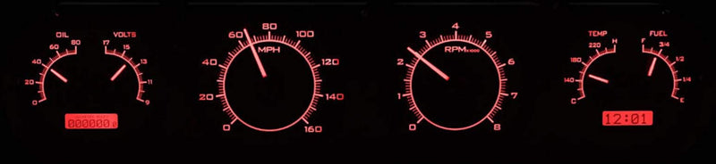 Pontiac GTO 1964-67 VHX System, Carbon Fiber Style Face, Red Display