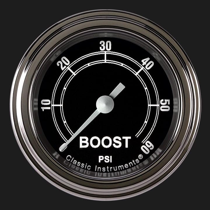 TR143SLF Classic Instruments Traditional 2-1/8" Boost Gauge 60 PSI Electric