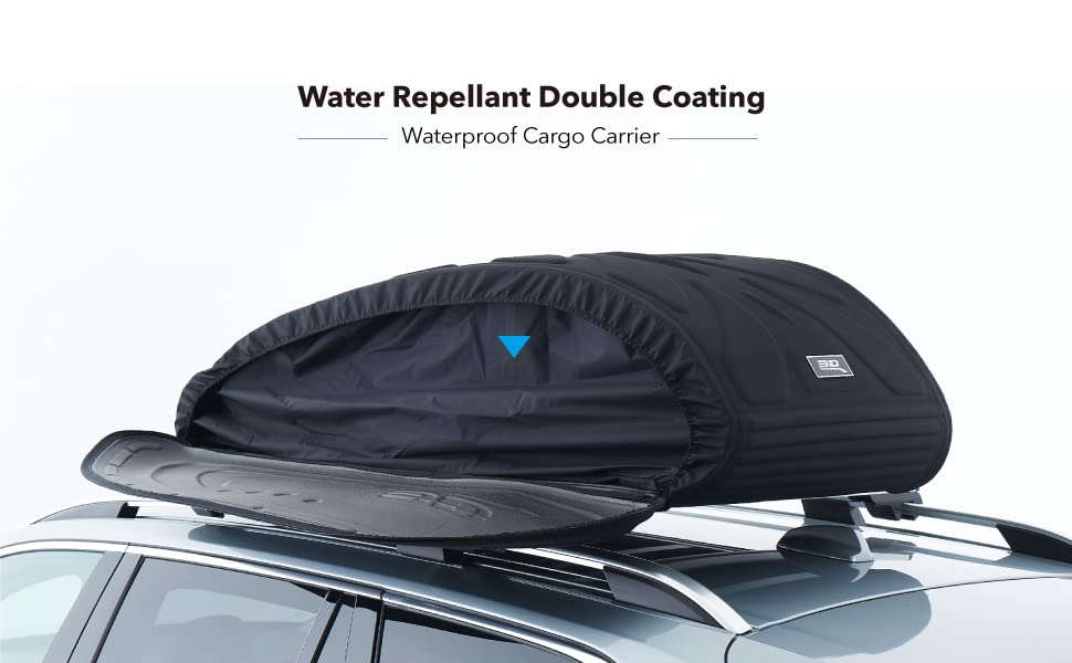 3D MAXpider Roof Bag Californian - Rooftop Cargo Carrier, 13 Cubic Feet, 90 Pounds Capacity, Waterproof - Assembled with Cross Bar - Universal Fit for All Vehicles with Rack/Roof Bars (Black)