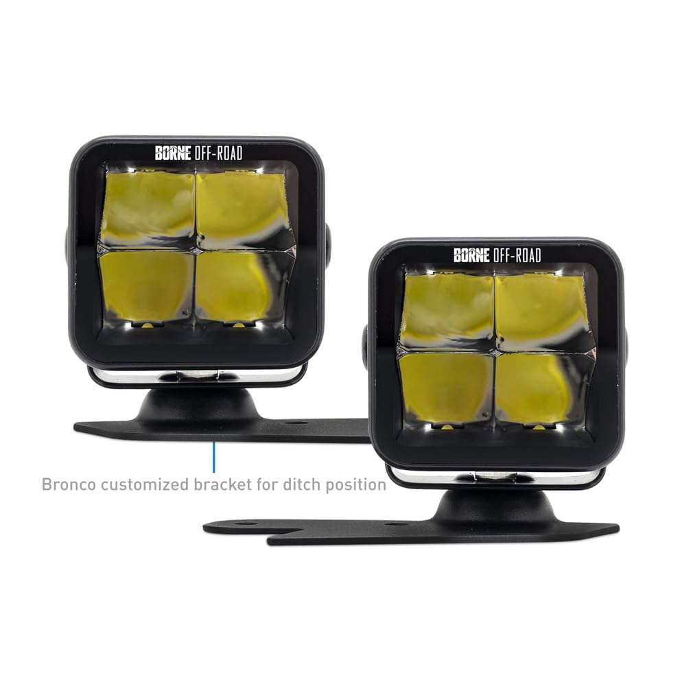 Ford Bronco Borne Off-Road Ditch Light Set (2) 3X3 Spot