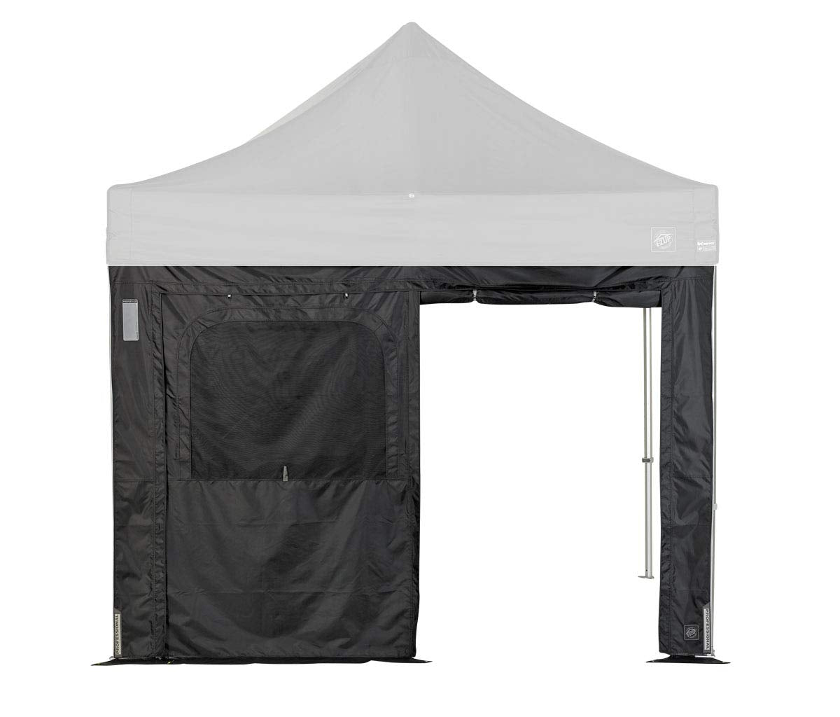 E-Z UP PRO Sidewall Single Utility, Fits 10' Straight Leg, Includes Ground Flap, Double Doors and Roll-Up Screened Windows, Black