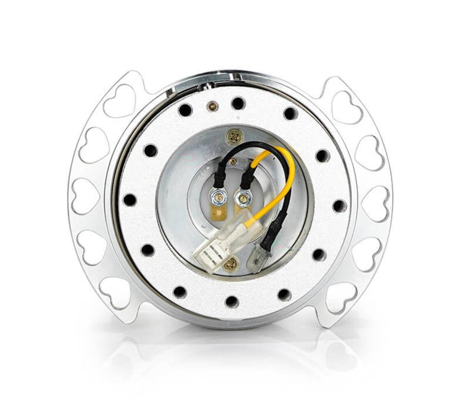 NRG Innovations Gen 2.0 Steering Wheel Quick Release Kit Adapter NRG-SRK-222SL-SL Silver Body/Shinny Chrome Heart Cutout Ring 6x70mm & 6x74mm Bolt Pattern