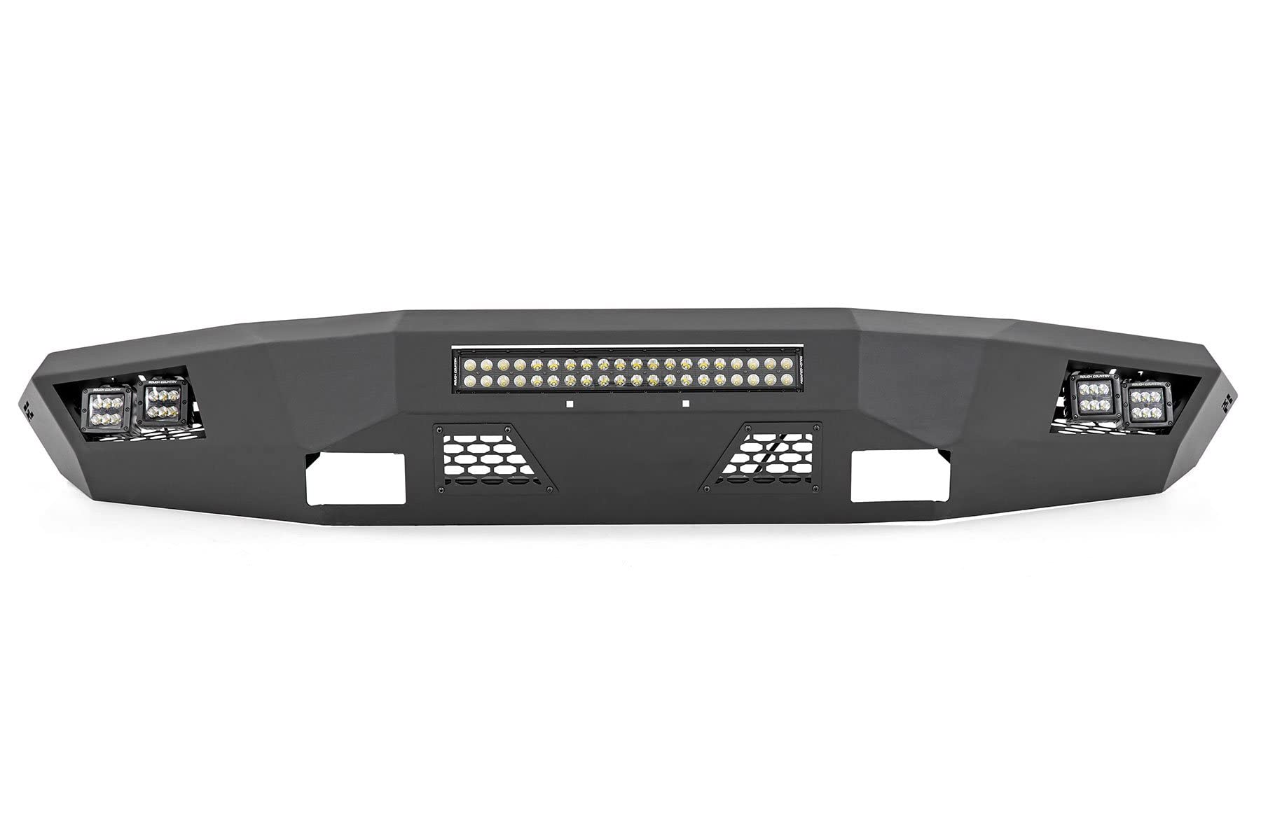 Front Rough Country LED Bumper for Ford F-150 (2004–2008) - Heavy-Duty Steel, Includes 20" LED Light Bar & (4) 2" LED Cubes, No-Drill Install