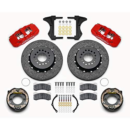 Wilwood 140-12757-CSICR - Carbon-Ceramic Rotor Street Performance AERO4 Caliper Rear Brake Kit with Parking Brake Assembly