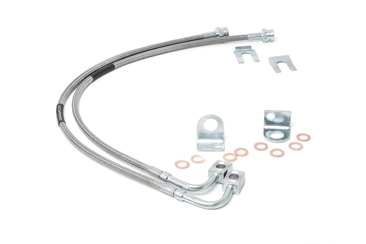 Rough Country Stainless Rear Brake Lines for 2007-2018 Jeep Wrangler JK - 89708