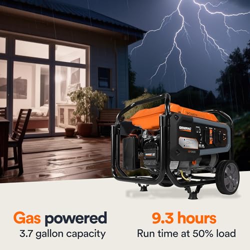 Generac Portable Gas Generator - 4,500 Starting Watt Home Backup or RV Ready - Heavy Duty Frame - Quiet, Long Runtime, Emergency Power- 49-State Compliant