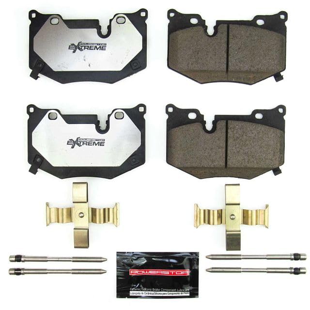 Power Stop Z26-8010 Rear Carbon-Fiber Ceramic Street Warrior Brake Pads with Hardware For 2020 2021 2022 Chevy Corvette Z51 | 2023 Corvette Stingray [Models with Z51 Package]