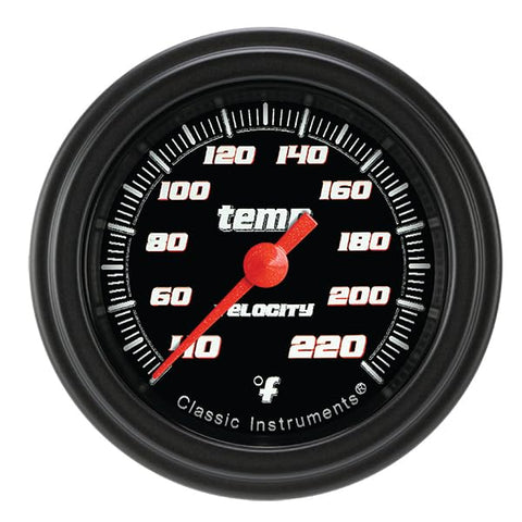 Velocity Black Classic Instruments 2 1/8 in Stock Eliminator Temperature Gauge VS129BBLF