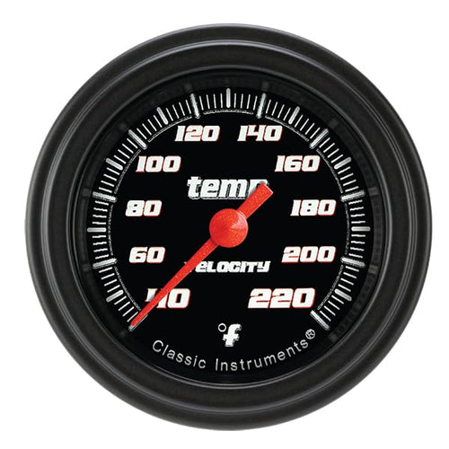 Velocity Black Classic Instruments 2 1/8 in Stock Eliminator Temperature Gauge VS129BBLF