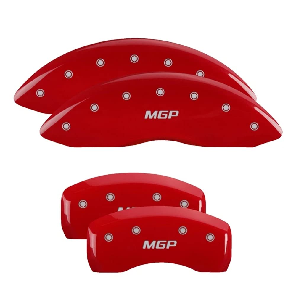 MGP Caliper Covers Red Powder Coat Finish 39013SMDXRD Engraved Caliper Cover with Silver Characters, Set of 4 "Acura/MDX"