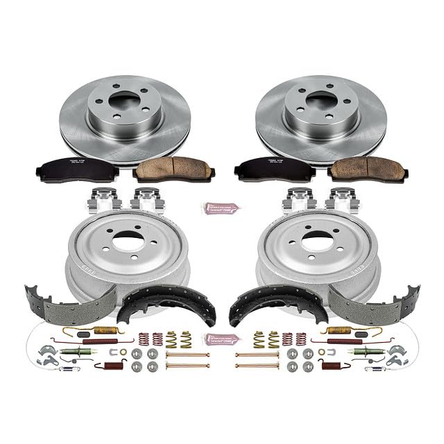Power Stop KOE15005DK Front and Rear Replacement Brake Kit-OE Brake Drums & Ceramic Brake Pads For Ford Ranger 2003-2009 | Mazda B3000 2005 | Mazda B4000 2003-2009 [Vehicle Specific]