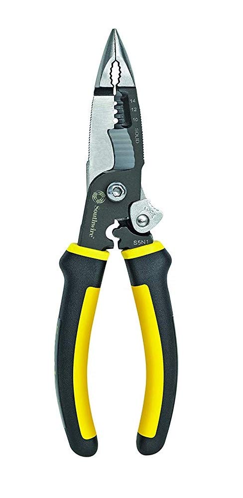 Southwire S5N1 58993940 5-in-1 Long Nose Multi-Tool Pliers; Black/Yellow