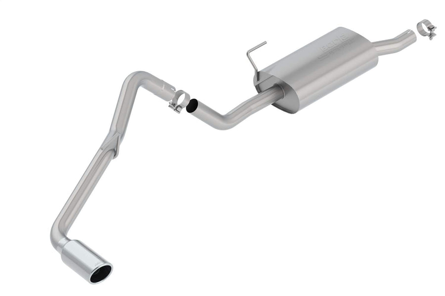 Borla S-Type 140802 Cat-Back Exhaust System 2.5 in. Pipe 4 in. Tip Single Round Rolled Angle Cut Truck Side Exit T-304 Stainless Steel Cat-Back Exhaust System