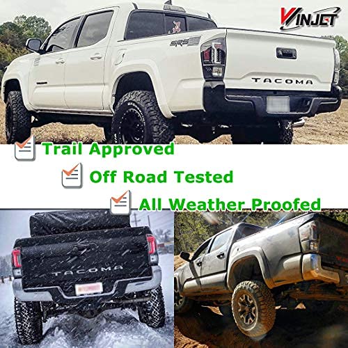 Off Road Series Winjet for [2016-2022 Toyota Tacoma] DRL LED Tail lights Rear Lights Assembly with Turn Signal Lights Brake Lights/DRL, Plug and Play Rear Light Replacements,1 Pair Red/Clear
