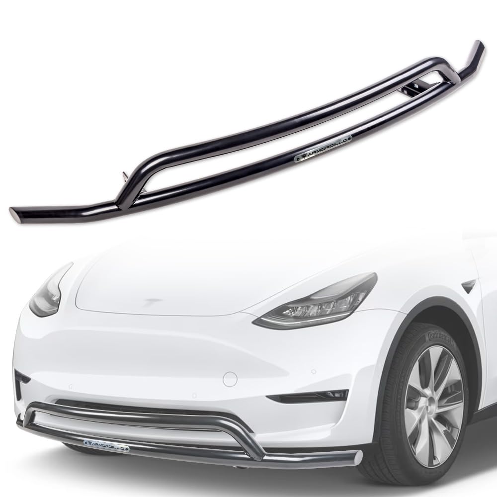 Front Bumper Guard Armordillo Aluminum|Compatible with 2020-2024 Tesla Model Y|8735503|Black|Bull Bar