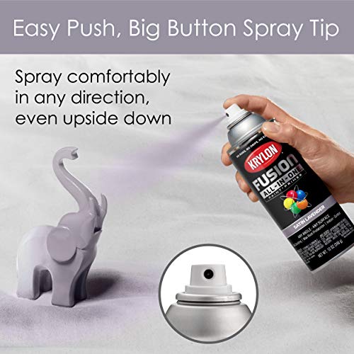 Krylon All-In-One Fusion Adhesive Spray Paint for Indoor/Outdoor Use, 12 oz, Lavender