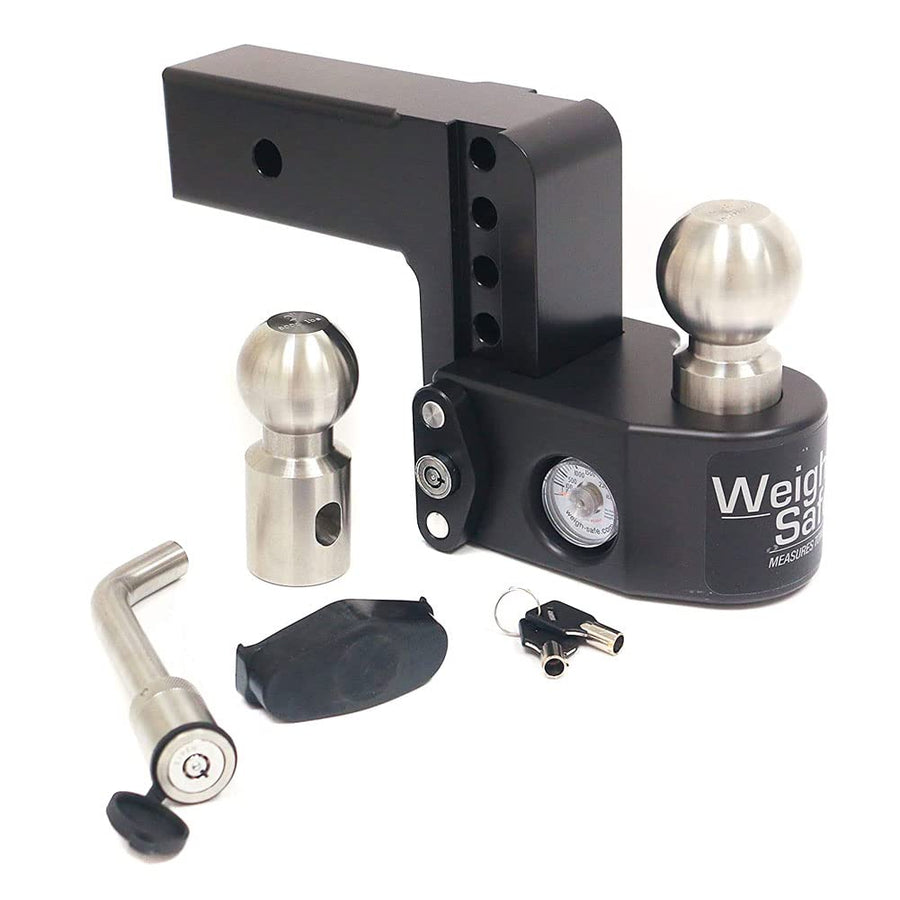 Weigh Safe 4" Drop Hitch WS425KACERBLA, 2.5" Receiver - Adjustable Aluminum Trailer Hitch Ball Mount w/Built-in Scale, 2 Stainless Steel Balls (2"&2-5/16") Keyed Alike Lock Hitch Pin Black CERAKOTE