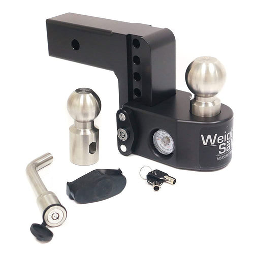 Weigh Safe 4" Drop Hitch WS425KACERBLA, 2.5" Receiver - Adjustable Aluminum Trailer Hitch Ball Mount w/Built-in Scale, 2 Stainless Steel Balls (2"&2-5/16") Keyed Alike Lock Hitch Pin Black CERAKOTE