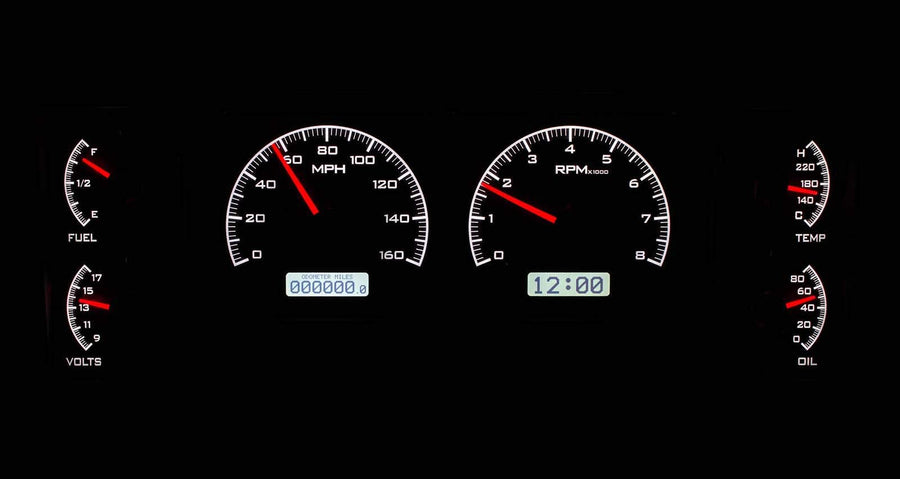 Dakota Digital VHX-84B-REG-S-W 84-87 Buick Regal Grand National Analog Gauges Silver Alloy White