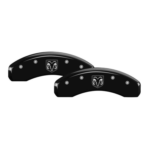 SET OF 4 CALIPER COVERS, RAM FRONT: - RAMHEAD REAR, BLACK, SILVER CHARACTERS
